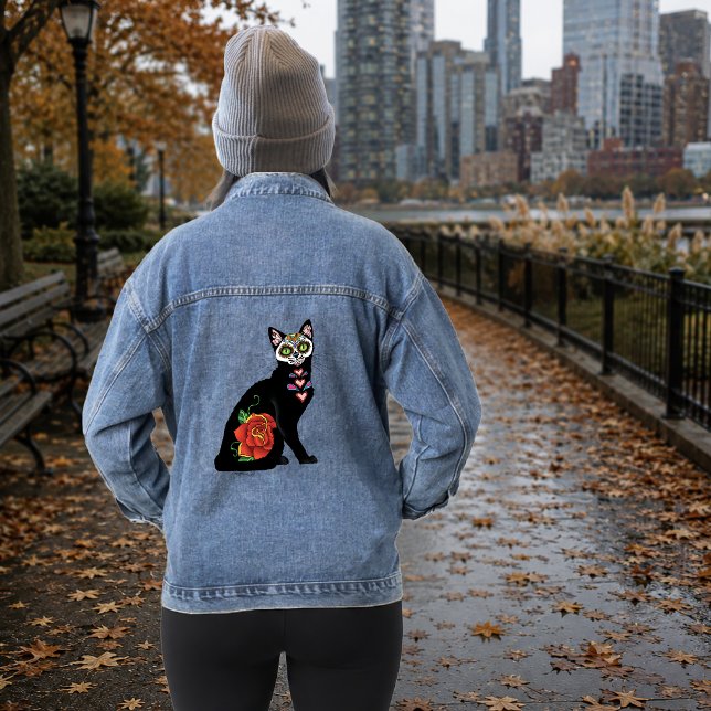 Sugar Skull Black Cat Jeansjacke (Von Creator hochgeladen)