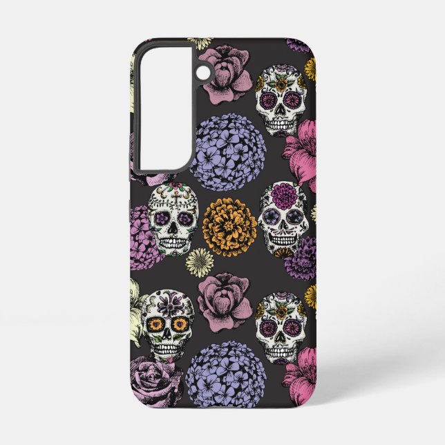 Sugar Skull Black Samsung Galaxy S22 Fall Hülle (Rückseite)