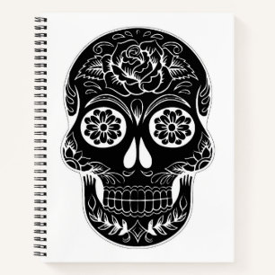 Sugar Skull Black & White Personalisiert Notebook Notizbuch