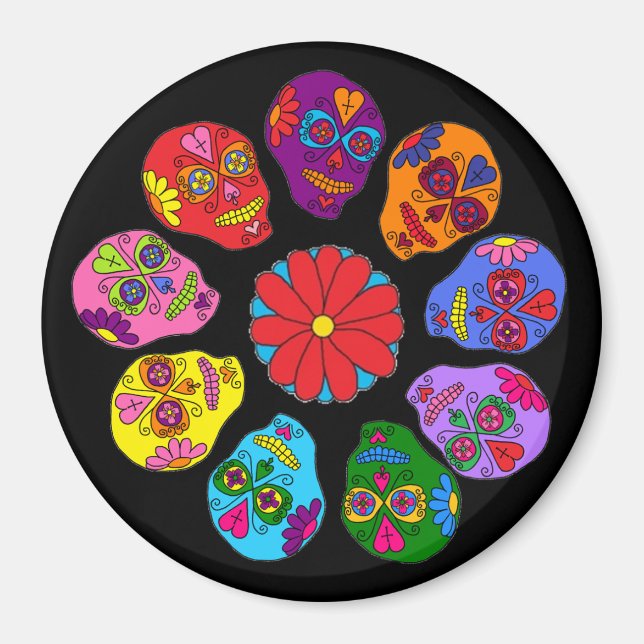 Sugar Skull Blume Magnet (Vorne)