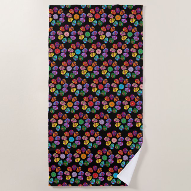 Sugar Skull Blume Strandtuch (Vorderseite)