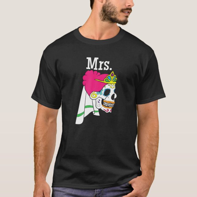 Sugar Skull Brautparty Design Mexican Weddi T-Shirt (Vorderseite)