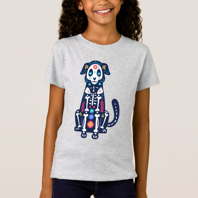 Sugar Skull Calavera Hund IV T-Shirt (Vorderseite)