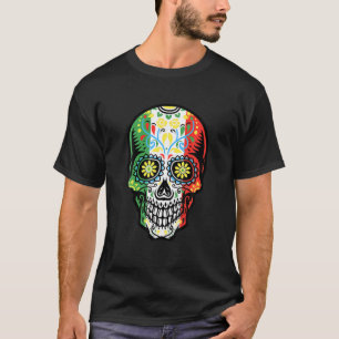 Sugar Skull Cinco De Mayo Mexican Flag T-Shirt
