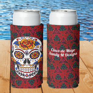 Sugar Skull Cinco de Mayo Personalisieren Sie Ihre Selters Dosenkühler
