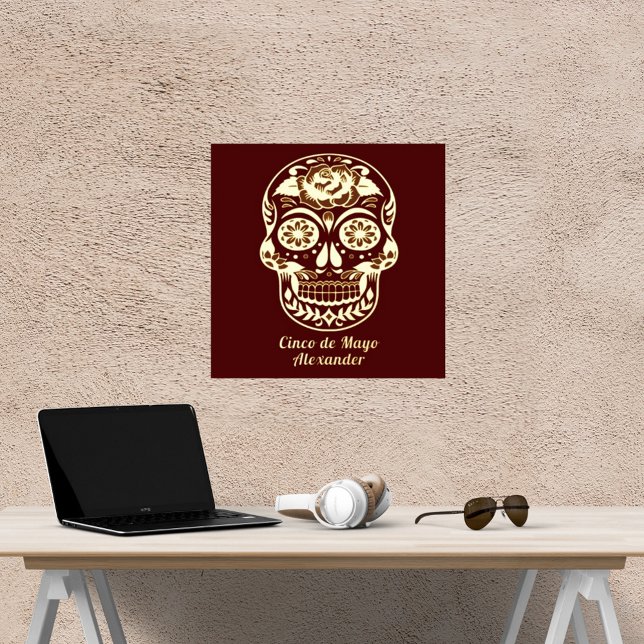 Sugar Skull Cinco de Mayo Red Ihr Name Gold Foliendrucke (Von Creator hochgeladen)