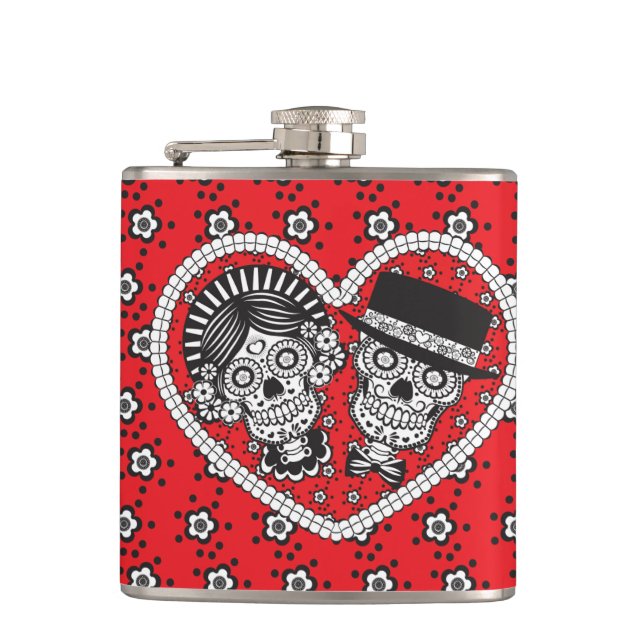 Sugar Skull Couple Flachmann (Vorderseite)