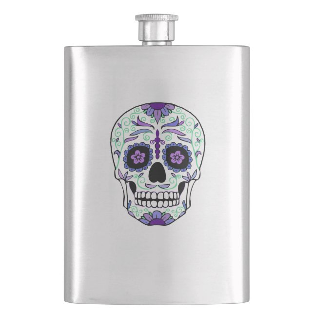 Sugar Skull Day of the Dead Día de Muertos Flachmann (Vorderseite)