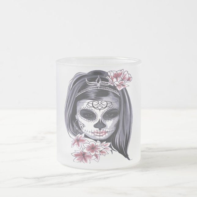 Sugar Skull Day of the Dead Día de Muertos Mattglastasse (Mittel)