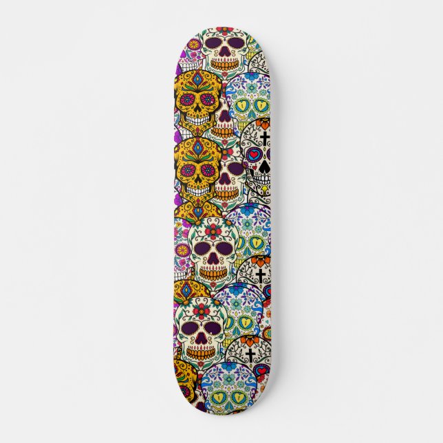Sugar Skull Day of the Dead Halloween Skateboard (Vorne)