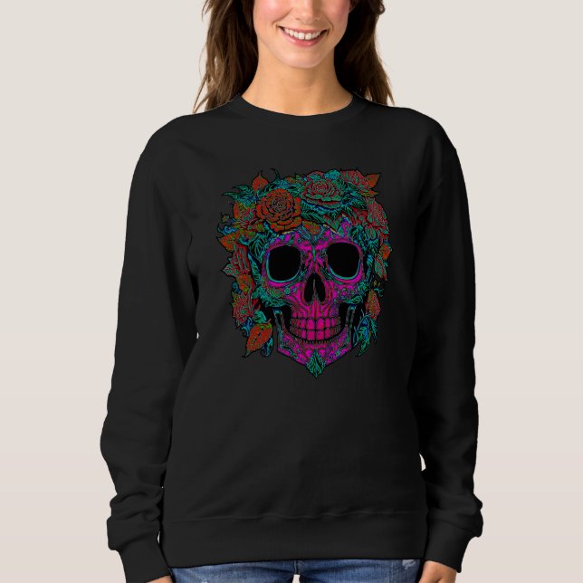 Sugar Skull Day of the Dead halloween Sweatshirt (Vorderseite)