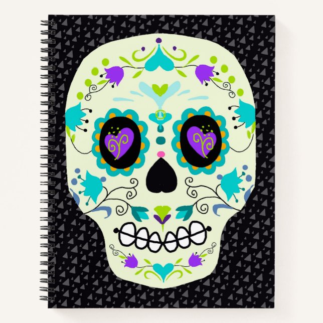 Sugar Skull  Day of the Dead Notebook Notizbuch (Vorderseite)