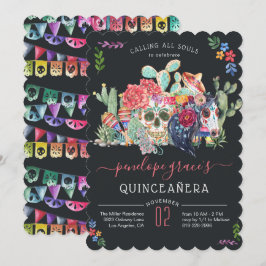 Sugar Skull Day of the Dead Quinceañera Einladung