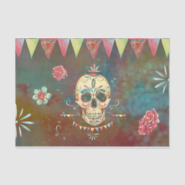 Sugar Skull Dia De Los Muertos 3 Decoupage Seidenpapier (Vorderseite)