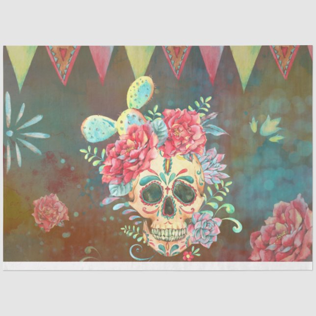 Sugar Skull Dia De Los Muertos Decoupage Paper  Seidenpapier (Vorderseite)