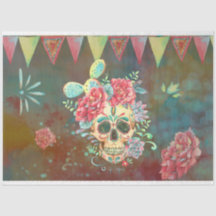 Sugar Skull Dia De Los Muertos Dekoupage Paper