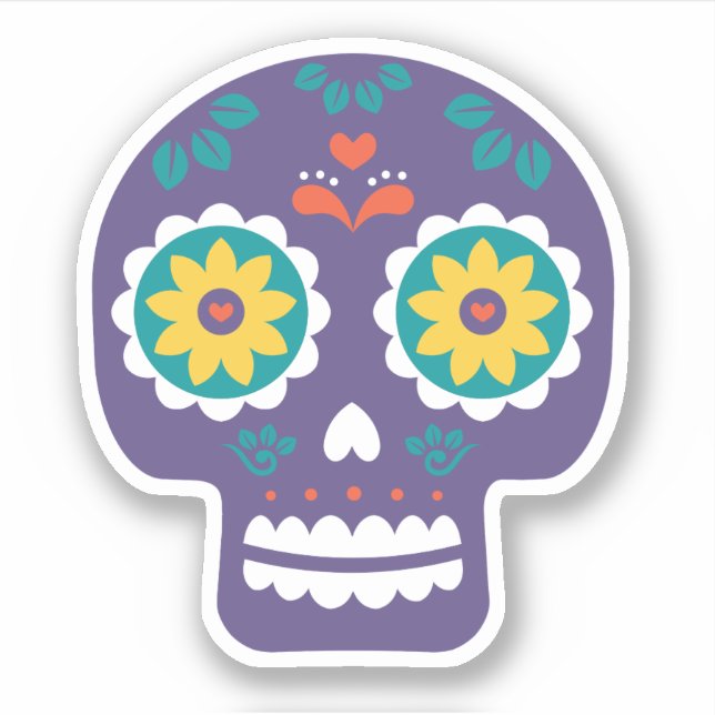 Sugar Skull Día de Los Muertos Sticker (Vorderseite)