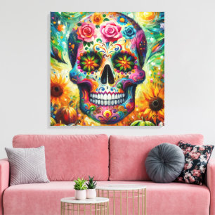 Sugar Skull Dia De Los Muertos Tag der Toten Leinwanddruck