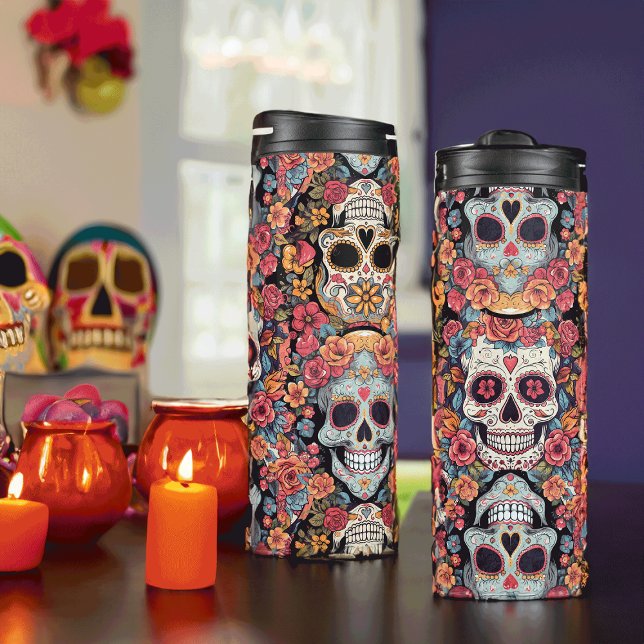 Sugar Skull Dia de Los Muertos Thermosbecher (Von Creator hochgeladen)