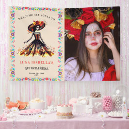 Sugar Skull Dia de Muertos Day Dead Welcome Sign Banner