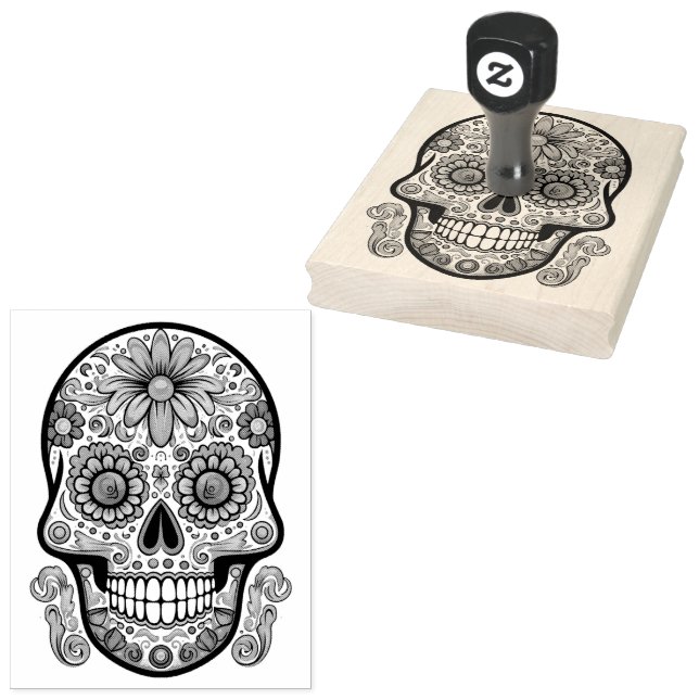 Sugar Skull ☠️ Día de Muertos Gummistempel (Stempel)