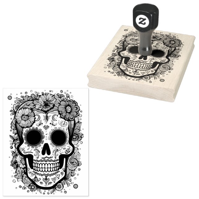 Sugar Skull ☠️ Día de Muertos Gummistempel (Stempel)