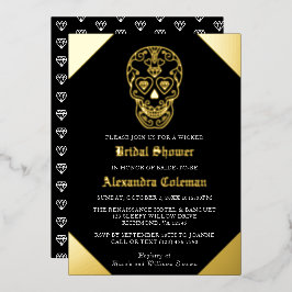 Sugar Skull Diamond Brautparty Foil Einladung