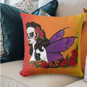 Sugar Skull Fairy Sunset Kissen