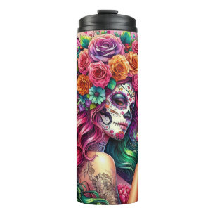 "Sugar Skull Fairy Tumbler Wrap Tag der Toten Thermosbecher