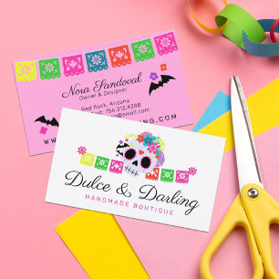Sugar Skull Floral Calavera Papel Picado Boutique Visitenkarte