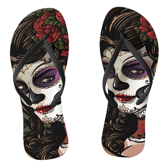 Sugar Skull Girl - Paar Flip Flops (Fußbett)