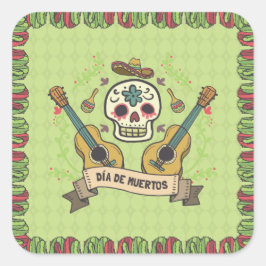 Sugar Skull & Guitars Dia de Muertos | Aufkleber