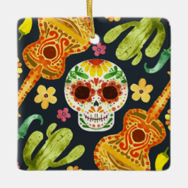 Sugar Skull & Guitars Dia de Muertos | Keramik-Orn Keramikornament