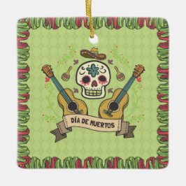 Sugar Skull & Guitars Dia de Muertos | Keramik-Orn Keramikornament