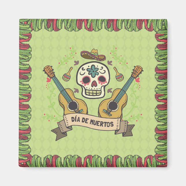 Sugar Skull & Guitars Dia de Muertos | Magnet (Vorne)