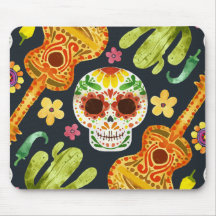 Sugar Skull & Guitars Dia de Muertos | Mousepad