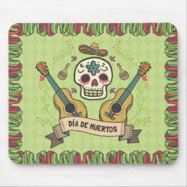 Sugar Skull & Guitars Dia de Muertos | Mousepad