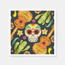 Sugar Skull & Guitars Dia de Muertos | Serviette