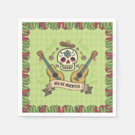 Sugar Skull & Guitars Dia de Muertos | Serviette