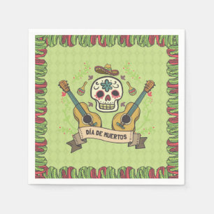 Sugar Skull & Guitars Dia de Muertos   Serviette