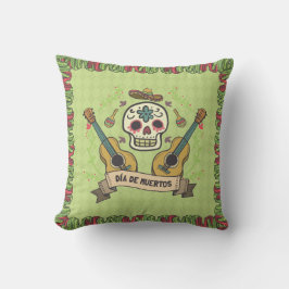 Sugar Skull & Guitars Dia de Muertos Throw Kissen