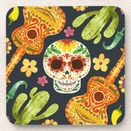 Sugar Skull & Guitars Dia de Muertos | Untersetzer