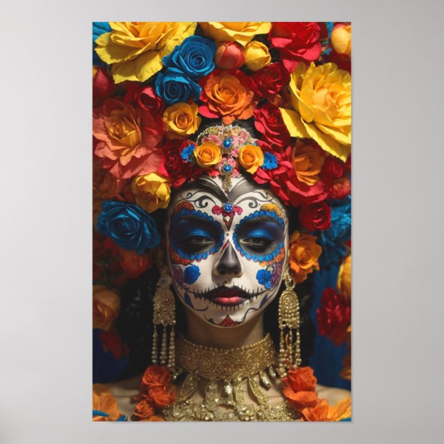 Sugar Skull Halloween, Dia de los Muertos Poster (Vorne)