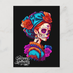 Sugar Skull Halloween, Dia de los Muertos Postkarte