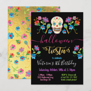 Sugar Skull Halloween Fiesta BIrthday Party Einladung