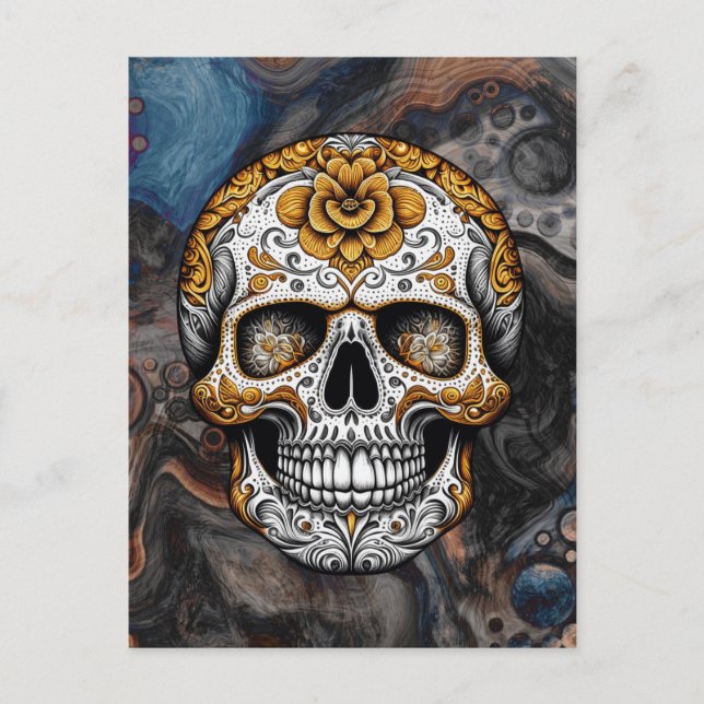 Sugar Skull Halloween Postkarte (Vorderseite)