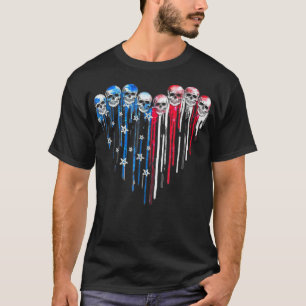 Sugar Skull Heart American Flag 4. Juli Patrio T-Shirt