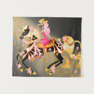 Sugar Skull Horse & Lady Wandteppich