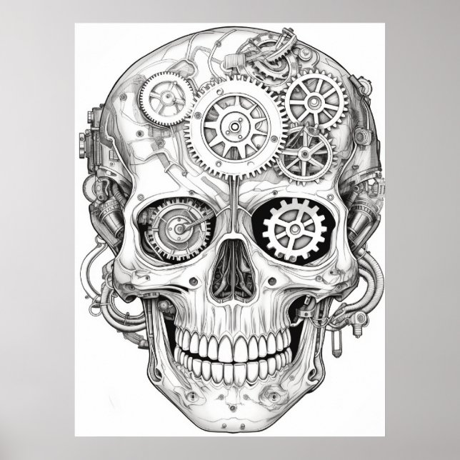 Sugar Skull Images Black + White on a Wall Poster (Vorne)