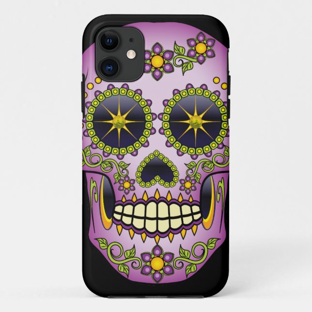 Sugar Skull Lila Floral Case-Mate iPhone Fall Case-Mate iPhone Hülle (Rückseite)